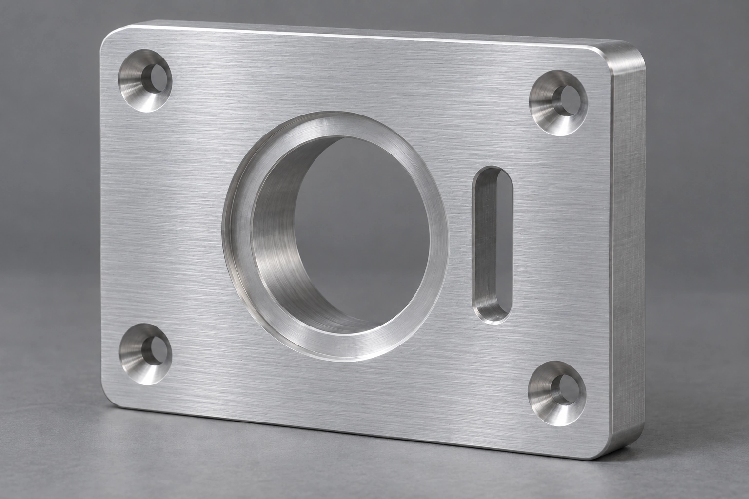 Brushed CNC aluminium mounting plate finish