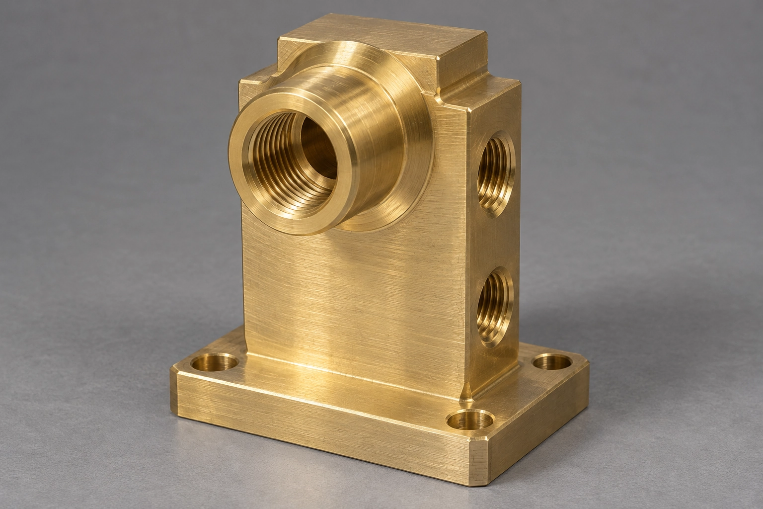 As machined CNC brass valve manifold electroless nickel finish