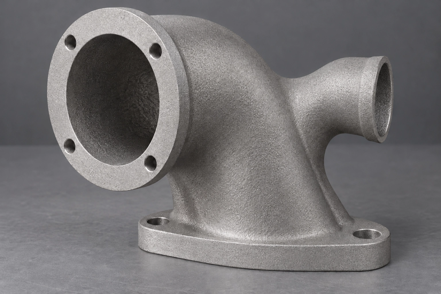 A cleaned printed stainless steel component before passivation