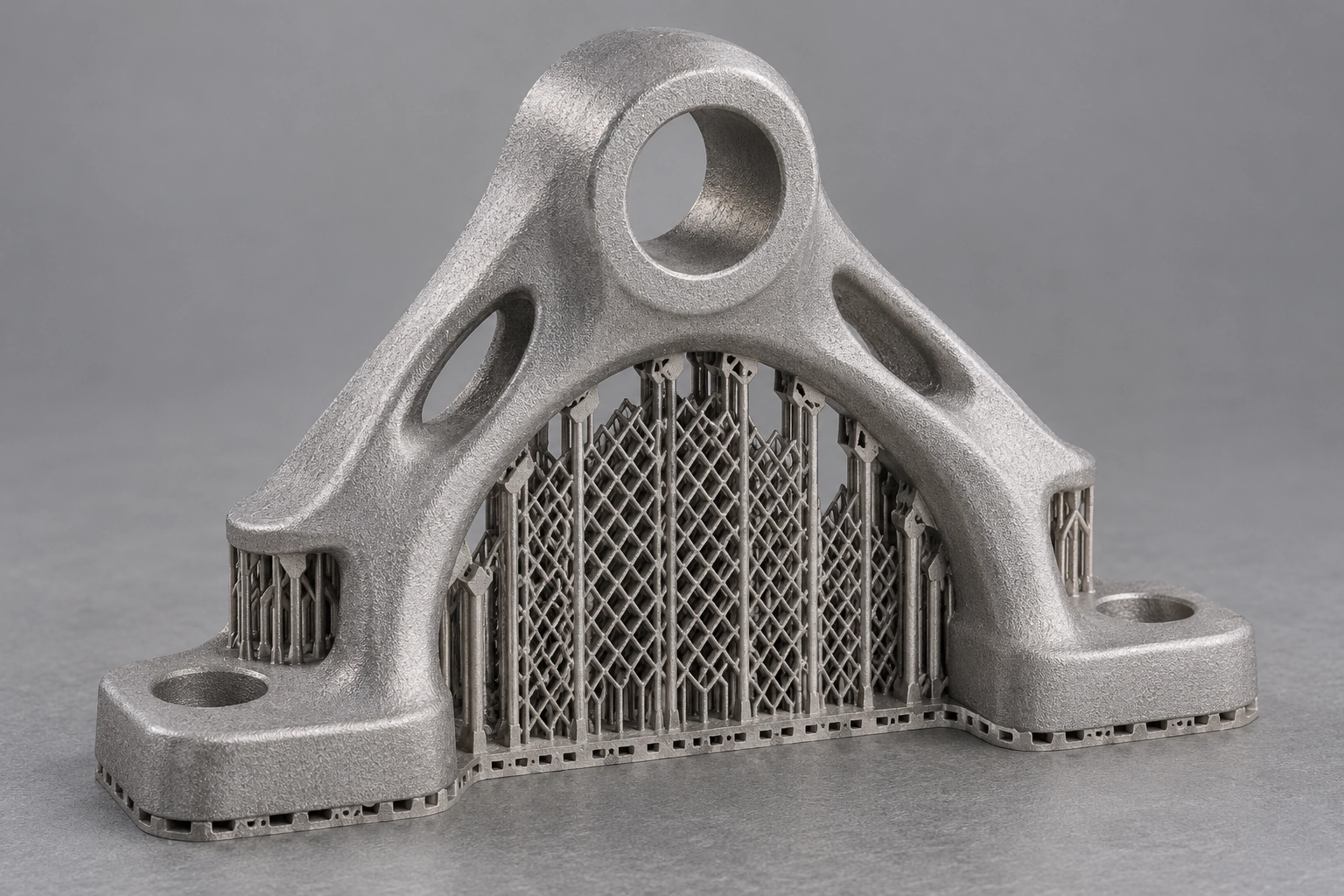 Metal printed component with supports