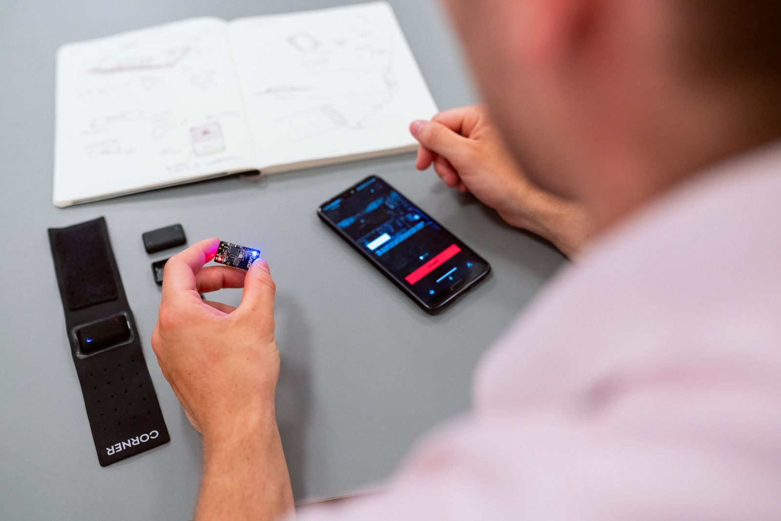 Hands-on hardware prototype with physical enclosure parts