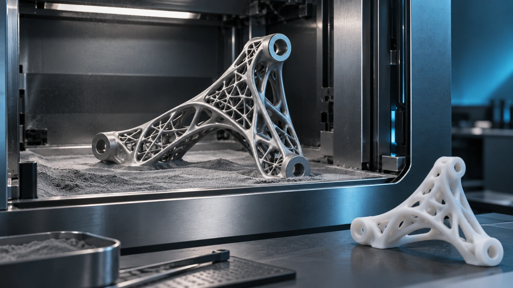 Metal and polymer printed component geometries