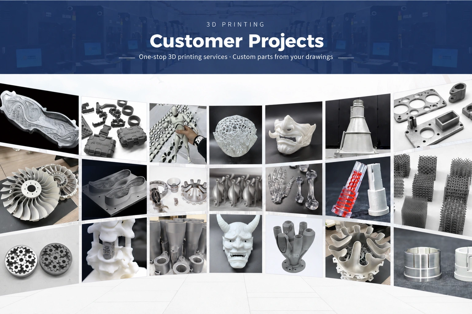 CK customer project gallery: 3D printed and CNC-machined parts, prototypes and tooling